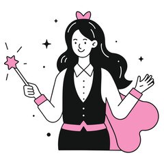 Magic Woman with Wand Illustration