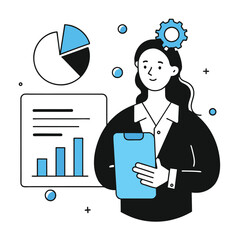 Businesswoman with Charts Illustration