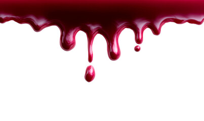Red Wine Spill Dripping from Edge Isolate on Transparent Background, cutout, png