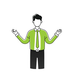 Happy Man Raising Hands Illustration