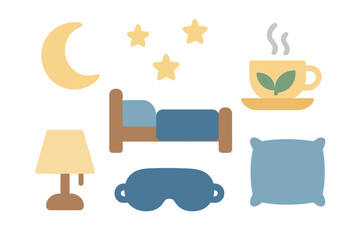 Cozy Nighttime Icons with Warm Glow