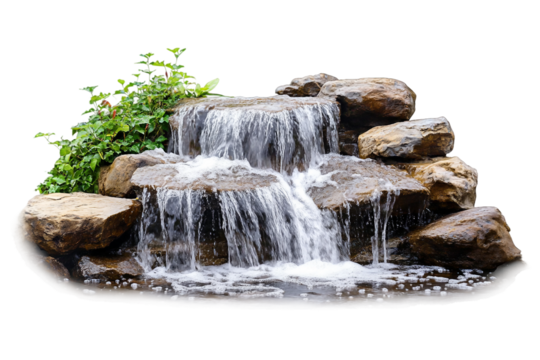 Forest waterfall isolated on transparent background