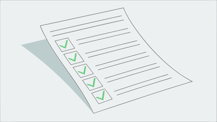 Checklist Paper with Multiple Green Checkmarks.