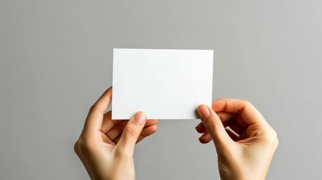 Person holds a blank card in a minimalistic setting, showcasing creativity and potential for various uses - Powered by Adobe