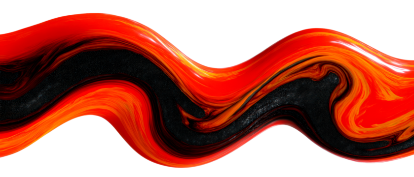 Lava Wave Flow in Vibrant Warm Colors Isolate on Transparent Background, cutout, png