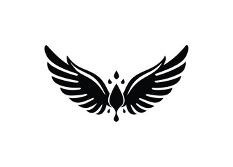 Vector art of black stylized wings with teardrop shape in the center