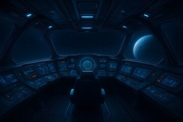 Futuristic Spaceship Cockpit Interior
