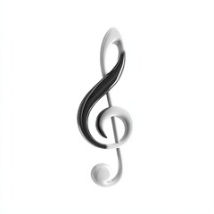 Obraz premium A stylized treble clef in black and white against a plain background, ideal for music-related projects, presentations, or promotional materials emphasizing creativity and artistry,