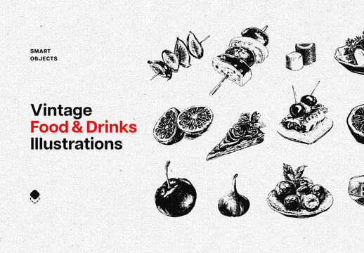 Vintage Food & Drinks Illustrations