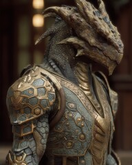 Obraz premium Hybrid boss: dragon front spider back half golden armor plates