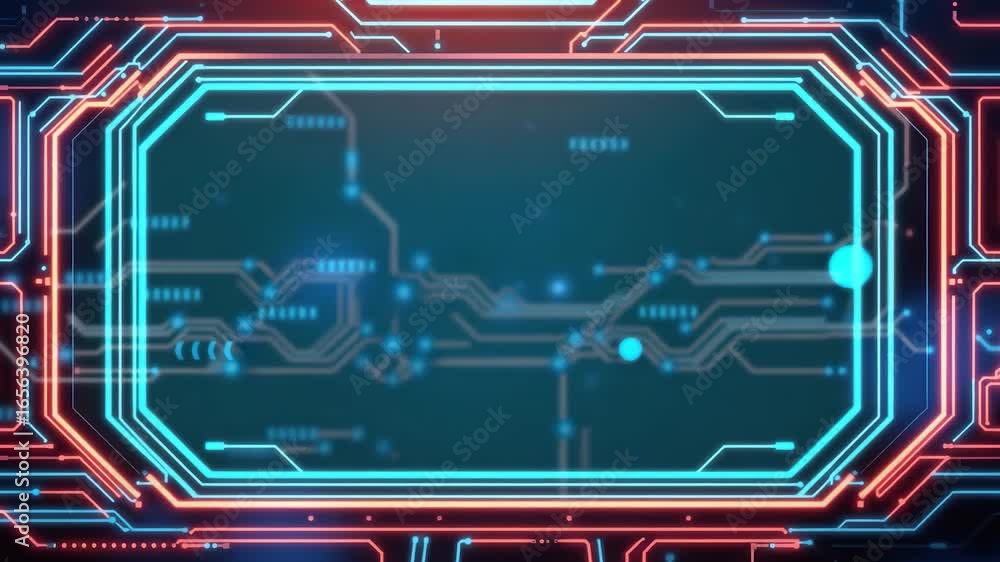 Poster futuristic glowing digital interface cyber screen with neon abstract technology background video ani