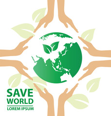 Go green concept. Save world vector Illustration.