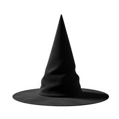 Fototapeta premium A classic black witch hat, pointy and traditional, isolated on transparent background, perfect for halloween costumes and magical themes