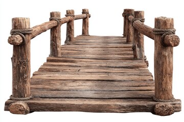 Obraz premium Wooden bridge, weathered planks, rustic style