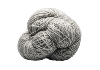 Extreme macro photography of a tangled, chaotic, amorphous clump of soft wool yarn with varied thickness and intricate textures, isolated on a transparent background, concept of intricate textile