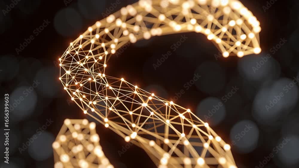 Poster abstract concept of interconnected nodes forming unique structures representing currency in a digita