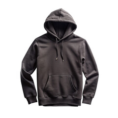 Gray Hoodie Sweatshirt on Transparent Background Casual Apparel with Hood and Pocket Detail