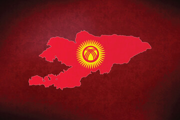 Kyrgyzstan vector map with flag	
