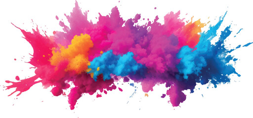 Vibrant explosion of holi powder colors isolated on white background isolated on transparent background