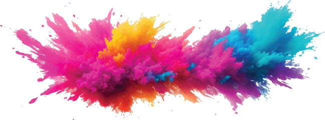 Vibrant holi powder explosion isolated on white background isolated on transparent background