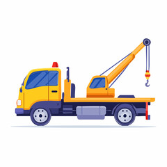 Naklejka premium Yellow Crane Tow Truck Side View Illustration
