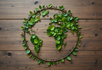 Leaf on wooden background