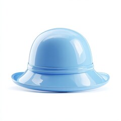 Fototapeta premium A vibrant blue hat with a wide brim is displayed against a clean white background, This image can be used for fashion, summer themes, or promotional materials, adding a cheerful touch,
