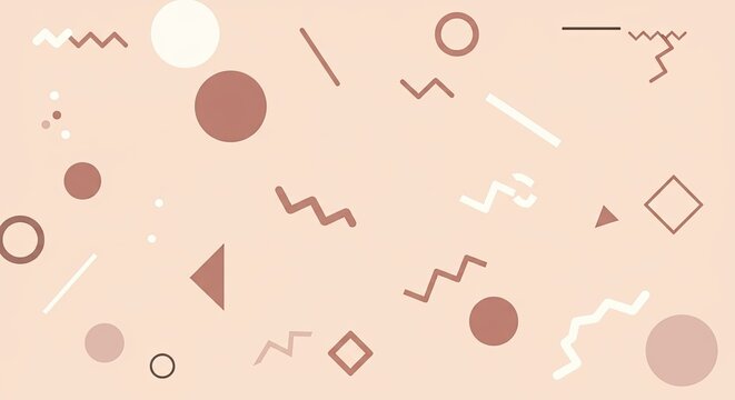 Abstract Geometric Shapes Composition: Minimalist, Pastel, Modern, Retro Design.