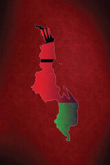 Malawi vector map with flag	