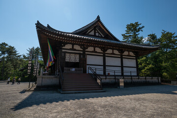 Fototapeta premium 奈良、唐招提寺、佛寺、寺院、瓦當、文化財、木造建築、古代建築、日本文化、歷史名勝、文化財、木、綠色、青空、写真素材