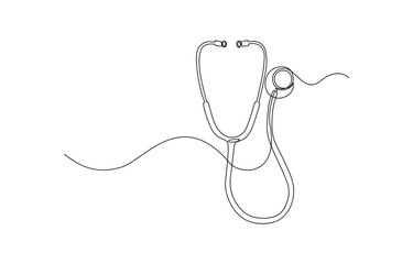 Obraz premium Medicine stethoscope single continuous line art
