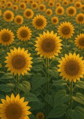 Fototapeta premium Vibrant sunflower field in bloom.