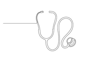 Medicine stethoscope single continuous line art
