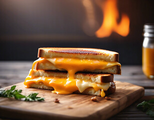 breakfast sandwich. toast with melted cheese