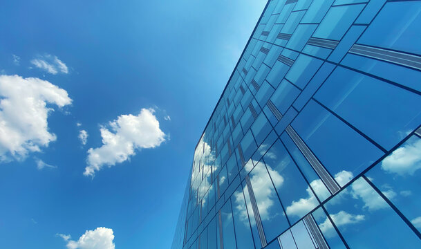 Office building. Glass facade of skyscraper in business center. Architecture, commercial real estate - Powered by Adobe