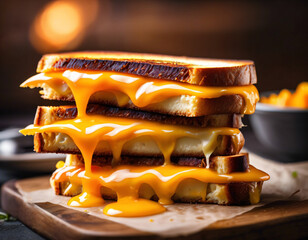 breakfast sandwich. toast with melted cheese