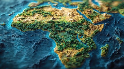 Detailed 3D map of Africa
