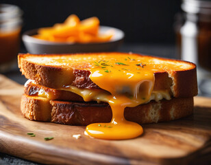breakfast sandwich. toast with melted cheese