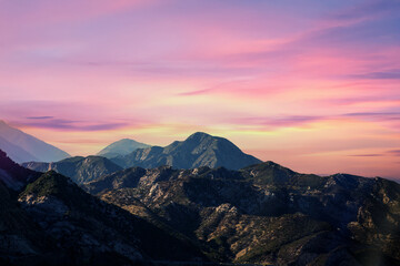  Mountain landscape at sunset in  USA