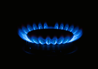 Image of a blue flame on a gas stove