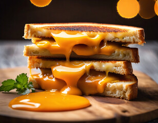 breakfast sandwich. toast with melted cheese