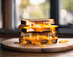 breakfast sandwich. toast with melted cheese