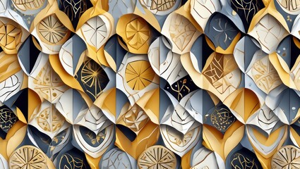 Obraz premium Elegant Geometric Pattern with Golden Accents and Opulent Feel