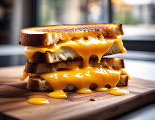 breakfast sandwich. toast with melted cheese