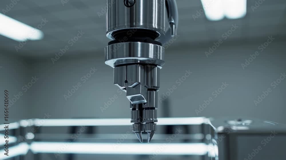 Poster closeup of a robotic arm in a laboratory setting focused on precision with shallow depth of field an