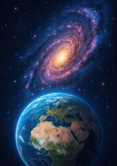 Obraz premium Earth and galaxy cosmic illustration.