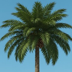 Fototapeta premium 青天に映えるヤシの木のリアル3Dモデル