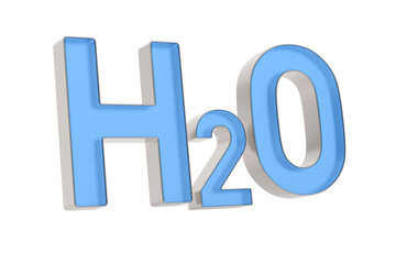 Water formula on white background. Isolated 3D illustration