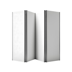 Naklejka premium blank white open book with metallic edges standing isolated on white background