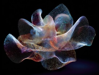 Abstract digital flowing shapes on black background